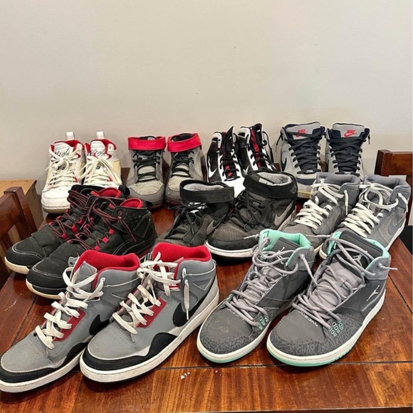 8 pairs of Jordans sizes 10.5-12 - Picture 1 of 10